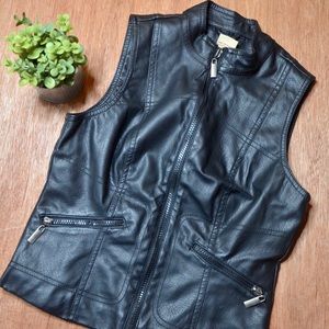 Paris Blues Faux Leather Sleeveless Jacket Top